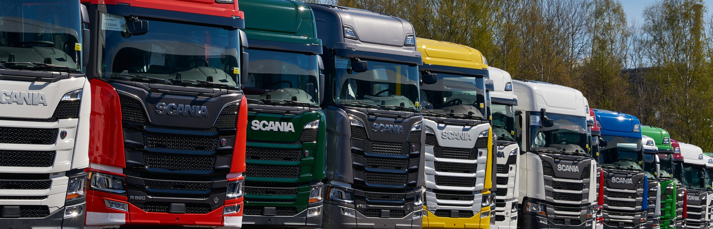 Scania trucks ready for delivery.
